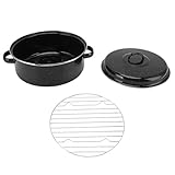 26 cm antihaftbeschichtete Emaille-Eisen-Bratpfanne mit Deckel – perfekt zum Grillen,...