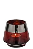 Fink - Jona - Teelichthalter - Windlicht - Rot - mit Platinrand - Glas - Mundgeblasen -...