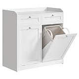 VASAGLE Badschrank mit Wäschekörbe, Wäscheschrank, Badezimmerschrank mit 2 Schubladen...