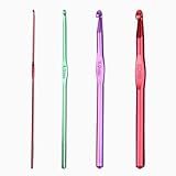 Häkelnadel Set, 4 Stück Multicolor Aluminium Stricknadeln, Tunesische...