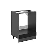 Vicco Herdumbauschrank R-Line, Schwarz Hochglanz/Anthrazit, 60 cm ohne...