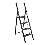 TRUTZHOLM Alu Trittleiter 4-stufig klappbar bis 150 kg Traglast Aluminium Silber...