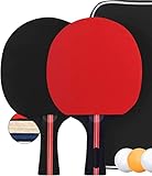 Tischtennisschläger Set mit 2 Schläger und 3 Bälle in Tasche, Tischtennis Set...