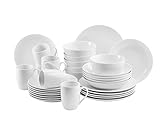 MÄSER 931523 Barca Geschirr-Set für 6 Personen, 30-tlg. Kombiservice, Porzellan, Weiß