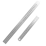 2 Stück Edelstahl Lineale, Doppelseitenskala Stahllineal Präzisions Stahlmaßstab...