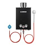 CAMPLUX BW158BC-DE Tankless Gasdurchlauferhitzer mit Regenhaube, Tragbar LPG...