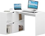 eSituro Schreibtisch L-Form, Eckschreibtisch mit Regalen, Weiß, 120x100x75 cm,...