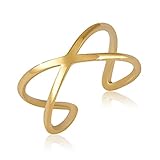 GD GOOD.designs Ring verstellbar Gold für Damen in X-Form aus hautverträglichem...