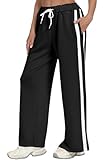 KevaMolly Damen-Sweathose mit weitem Bein, seitlich gestreift, hohe Taille, Baggy-Hose,...