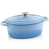 BBQ-Toro Gusseisen Cocotte | 4,3 Liter | blau, oval | Emaillierter Gusseisen...