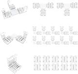 REDTRON LED Strip Verbinder, 22 Stück 4 polig 10mm Lötfreier LED Eckverbinder für RGB...