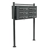 Wiltec 6er Briefkastenanlage Anthrazit 898 x 270 x 1150 mm, Standbriefkasten mit...