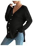 Umstandsjacke für Damen, V-Ausschnitt, lange Ärmel, Oversize, gerippt,...