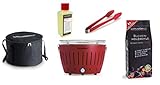 LotusGrill Starter-Set Classic 1x Grill Feuerrot mit USB-Anschluß, 1x Buchenholzkohle...