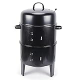 Barbecue Smoker 3-in-1 Holzkohlegrill BBQ Smoker Räuchertonne Räuchergrill 40 x 84cm...