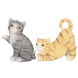 SEWOART 2Stücke Katzenfigur Harz Gartenkatze Statue Für Stilvolle Gartendekoration...