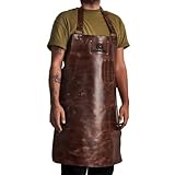 BURNHARD Grillschürze Leder Braun, Lederschürze 100% Büffelleder, Größenverstellbar,...