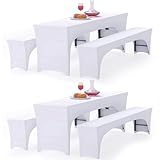 Alishomtll Zwei 3er-Set Elastisch Biertischhussen, Stretch Bierzeltgarnitur für 70cm...
