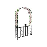 Defacto Rosenbogen aus Metall Mit Tür Tor in Schwarz 230 x 37 x 114 (HxTxB), Torbogen,...