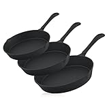 BBQ-Toro 3-teiliges Gusseisen Brat- und Steak Pfannen Set | Ø 16 cm, Ø 20 cm,...