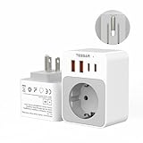 TESSAN USA Adapter Steckdose, Faltbar 5 in 1 Reiseadapter USA mit 2 USB C und 2...