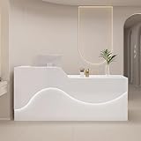 Moderner LED-Empfangstisch mit Schubladen, stilvoller 140 cm Bürotisch für kleine...