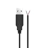 2-poliges Stromkabel, 22 AWG blankes Kabel, USB-Stecker, offenes Ende, USB-Ladekabel, für...