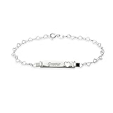 Damen Armband Identarmband mit Herz 925 Silber Wunschgravur auf Vorder und Rückseite...