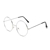 TRIXES Runde Brille Silber, Beatles Retro Sixties Style Klare Brille, runde Brille,...
