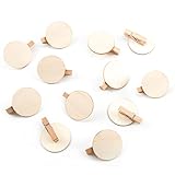 Logbuch-Verlag 12 Holzklammern natur mit runder Scheibe 4 cm aus Holz Dekoklammer...