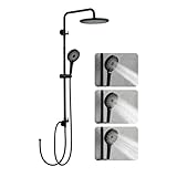 MCADYS Schwarz Duschsystem ohne Duscharmatur, Duschset Regendusche Set mit Kopfbrause Rund...