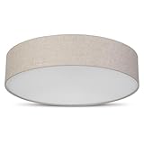 REV Deckenlampe - LED Deckenleuchte rund 50cm mit Stoff-Lampenschirm im Vintage-Look –...