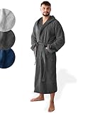 SIEGENTHAL® Herren Bademantel Frottee Velour 100% Baumwolle mit Kapuze...