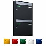 AL Briefkastensysteme Basic 2er Briefkasten RAL 7016 Anthrazit Grau/Einwurfklappe RAL 9006...