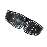 YUELER Stilvoller Nietengürtel, modischer PU-Leder-Bund, breiter Taillengürtel für...