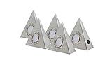 Rolux LED Dreieckleuchten 'DF-1927' 5er Set matt-chrom Edelstahl Zentralschalter 5x 3W 12V...