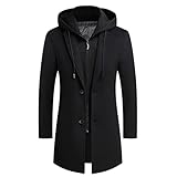 Luckyone Wintermantel Herren Mantel Loose Fit Lang Wollmantel Business Mantel mit...
