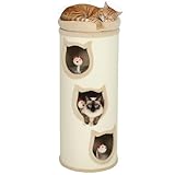 PawHut Kratztonne 96 cm Hoch Ø 38 cm dreistöckige Katzentonne mit Plüschrand,...