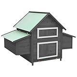 ARKEM Hühnerstall Grau und Weiß 152x96x110 cm Massivholz Tanne Mobiler HüHnerstall