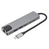 Naroote USB-C-Dockingstation, Bequeme 6-in-1-Laptop-Dockingstation High-Definition 2 X...