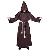 Myir JUN Mönch Robe Kostüm Mönch Priester Gewand Halloween Kostüm mit Kapuze...