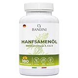 Bandini® Hanföl 1000mg pro Weichkapsel | 180 Softgel-Kapseln | Kaltgepresst...