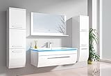 Badmöbelset Hochglanz Weiß - Badezimmermöbel Badmöbel Set mit Waschbecken -...