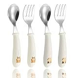JEYORZY 4 Set Kinder und Baby Besteckset, Kinderbesteck Esslernbesteck ab 1 jahr, Silikon...