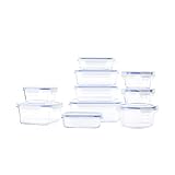 Amazon Basics - Glasbehälter für Lebensmittel, mit Deckel, 20 -teiliges Set(10 Behälter...