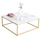 MEUBLE COSY Couchtisch mit Marmor Optik Wohnzimmertisch Eckig Sofatisch mit...