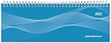 Zettler - Tisch-Querkalender 2025 blau, 29,7x10,5cm, Bürokalender mit 128 Seiten, Tages-,...