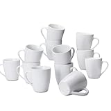 Amazon Basics Kaffeetassen-Set, 12-teiliges Porzellan, 355 ml, Weiß (Früher...