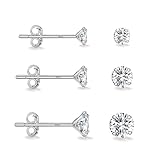 Ecripe 3 Paar 925 Sterling Silber Ohrringe für Frauen, Hypoallergen Cubic Zirkonia...