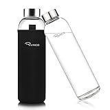 Ryaco Glasflasche 1 Liter /1l - 550ml - Trinkflasche Wasserflasche Glas mit Neoprenhülle...